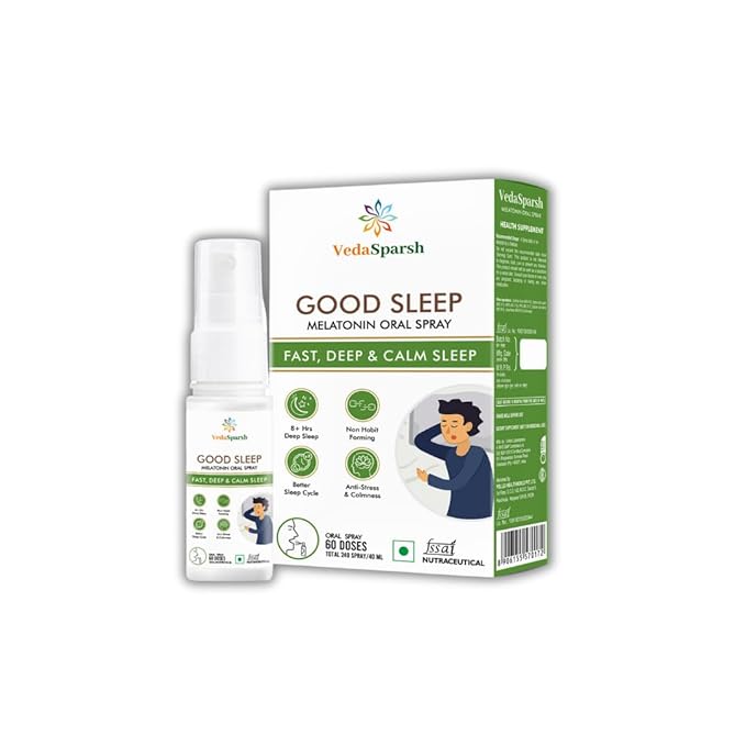 VedaSparsh Daily Multivit Multivitamin Oral Spray, 40 ml, 60 Doses Orange Flavour with Good Sleep Melatonin Oral Spray, 40 ml, 60 Doses, Mint Flavour