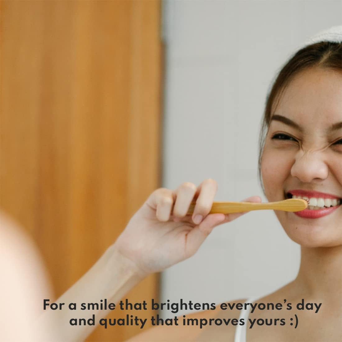 VedaSparsh Bamboo Charcoal Toothbrushes, Soft C Curve Bristles, Pack of 2, Wooden, Organic, Antibacterial, Biodegradable, BPA & Nylon Free