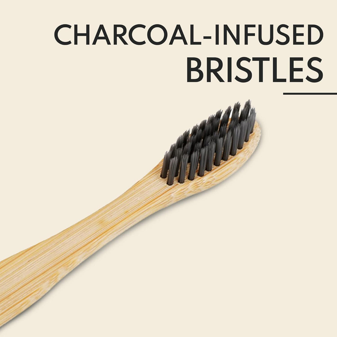 VedaSparsh Bamboo Charcoal Toothbrushes, Soft C Curve Bristles, Pack of 2, Wooden, Organic, Antibacterial, Biodegradable, BPA & Nylon Free