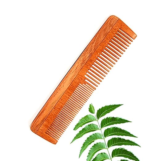 VedaSparsh-Nature's Secret Kachhi Neem Comb Treated with Neem Oil, Bhringraj & Soaked in 18 Other Hair Health Herbs- 1 Large Shampoo Comb- For both Men & Women-Dandruff & Itchiness Control, Good Sleep
