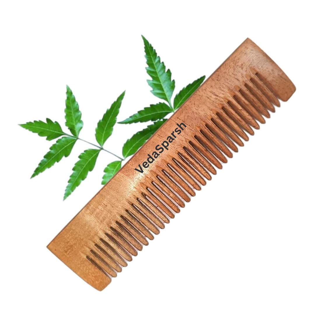 VedaSparsh Neem Combs & Bamboo Brushes Travel Kit, 1 Handle Comb, 1 Shampoo Comb, 2 Bamboo Brushes with Charcoal Bristles for Women