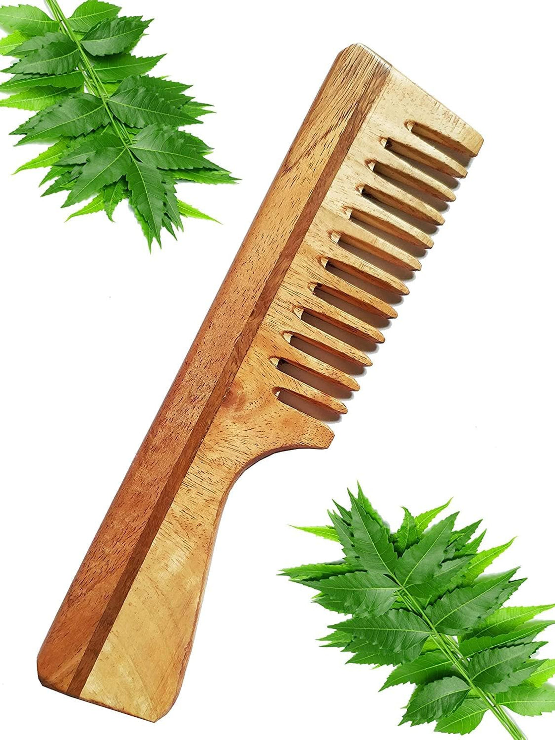 VedaSparsh Neem Combs & Bamboo Brushes Travel Kit, 1 Handle Comb, 1 Shampoo Comb, 2 Bamboo Brushes with Charcoal Bristles for Women