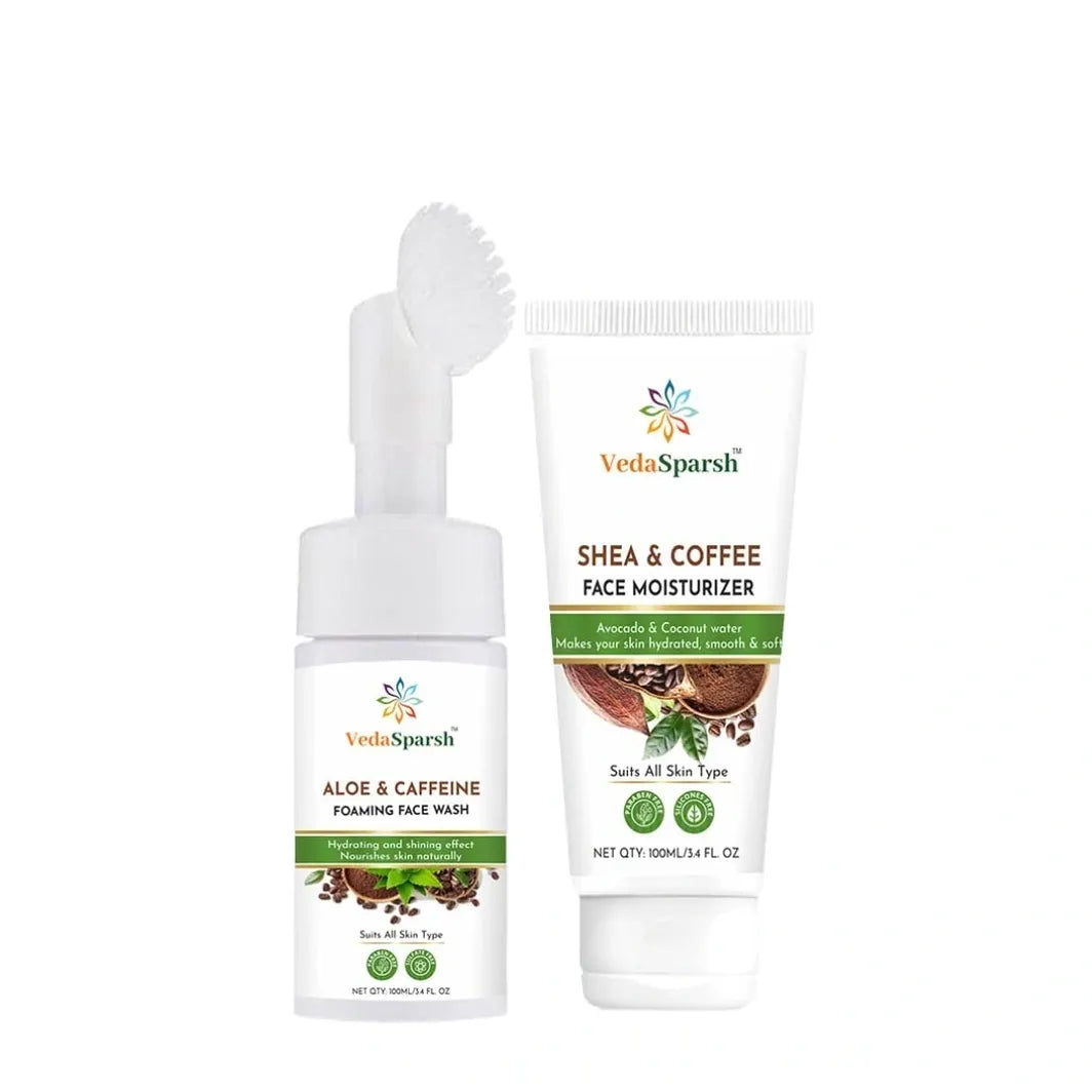 VedaSparsh Face Care Kit ( Aloe & Caffeine Foaming Face Wash, Shea & Coffee Face Moisturiser)