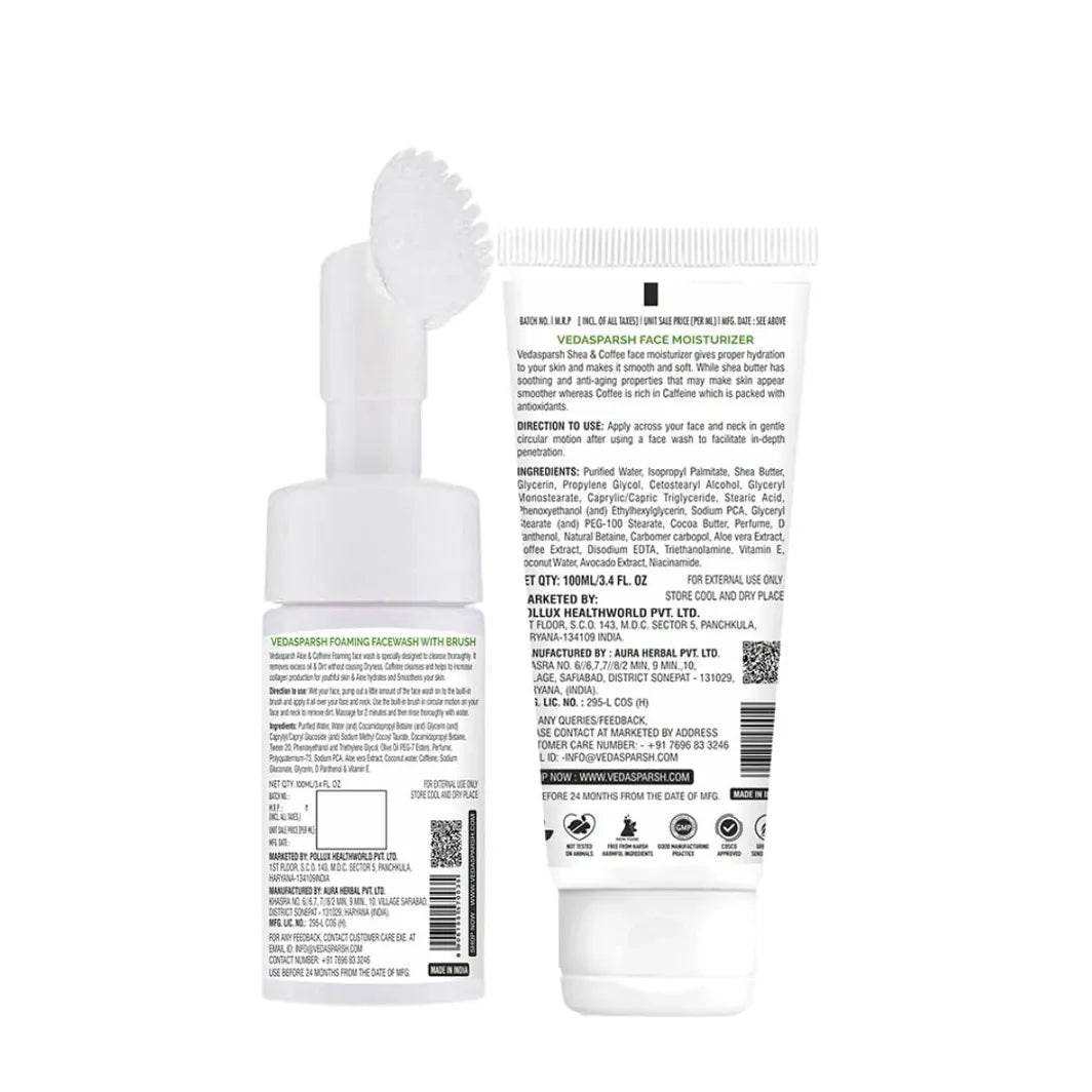 VedaSparsh Face Care Kit ( Aloe & Caffeine Foaming Face Wash, Shea & Coffee Face Moisturiser)