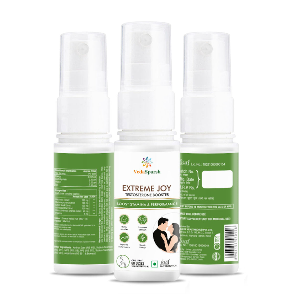 VedaSparsh Multivit Multivitamin with Good Sleep and Testosterone Booster Oral Spray- Pack of 3