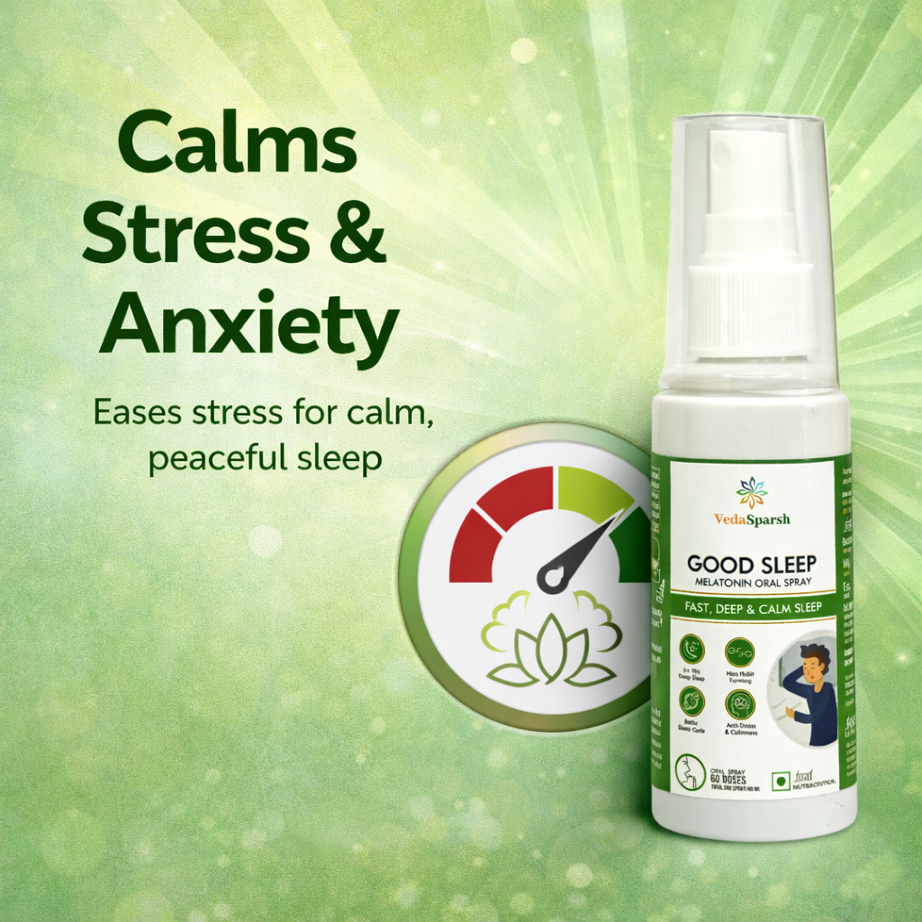 VedaSparsh Good Sleep Melatonin Oral Spray, for Fast, Deep & Calm Sleep, For Men & Women, Easy to Use, Time Saving, Faster Absorption, Mint Flavour, 240 Spray / 40 ml, 60 Doses