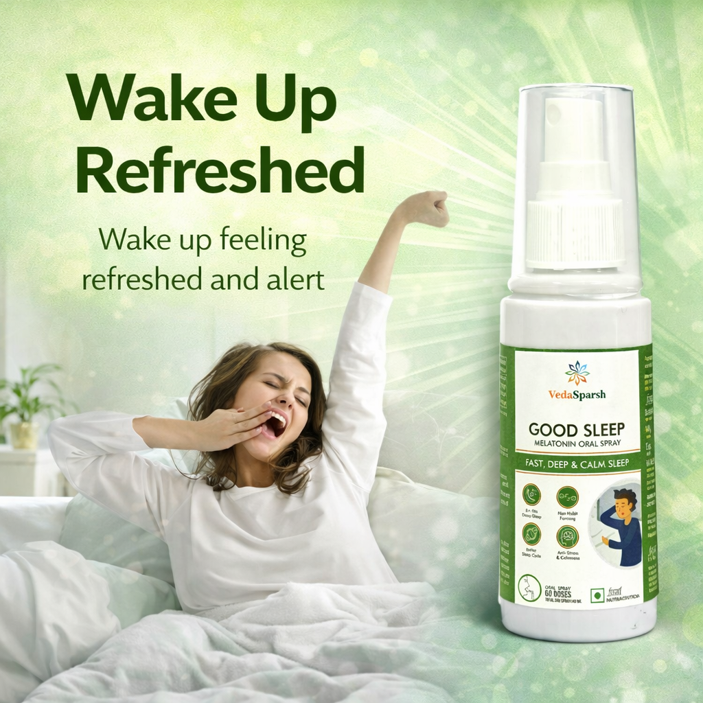 VedaSparsh Good Sleep Melatonin Oral Spray, for Fast, Deep & Calm Sleep, For Men & Women, Easy to Use, Time Saving, Faster Absorption, Mint Flavour, 240 Spray / 40 ml, 60 Doses