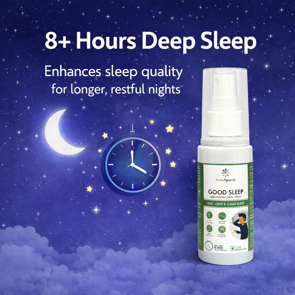 VedaSparsh Good Sleep Melatonin Oral Spray, for Fast, Deep & Calm Sleep, For Men & Women, Easy to Use, Time Saving, Faster Absorption, Mint Flavour, 240 Spray / 40 ml, 60 Doses