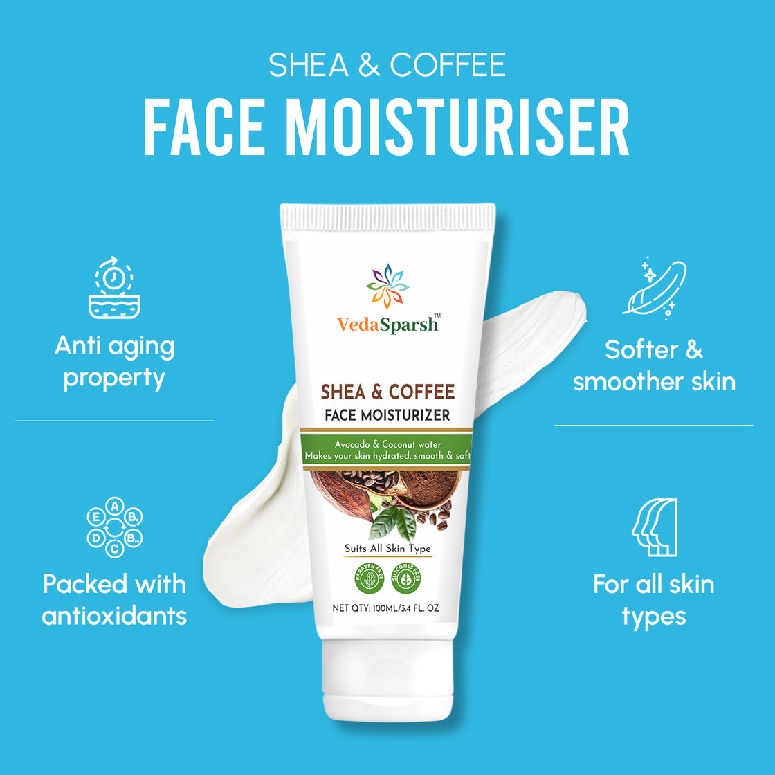 VedaSparsh Shea & Coffee Face Moisturiser, 100 ml