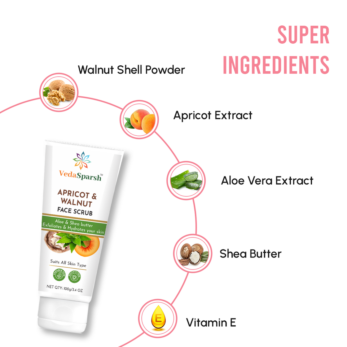 VedaSparsh Apricot & Walnut Face Scrub